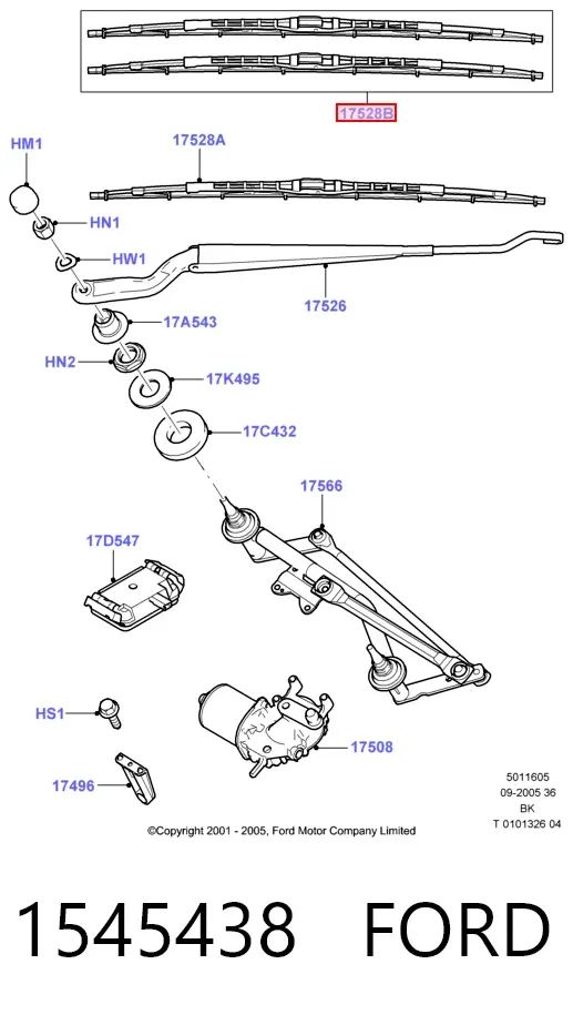 Щетки стеклоочистителя 1545438 Ford