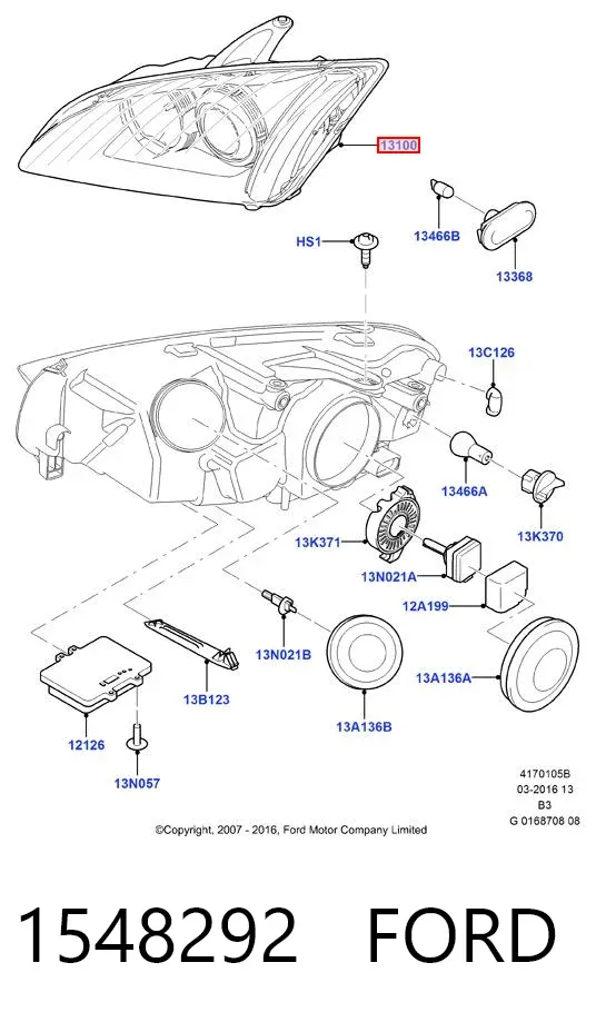 Левая фара 1548292 Ford