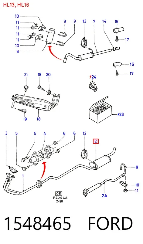 Центральная часть глушителя 1548465 Ford