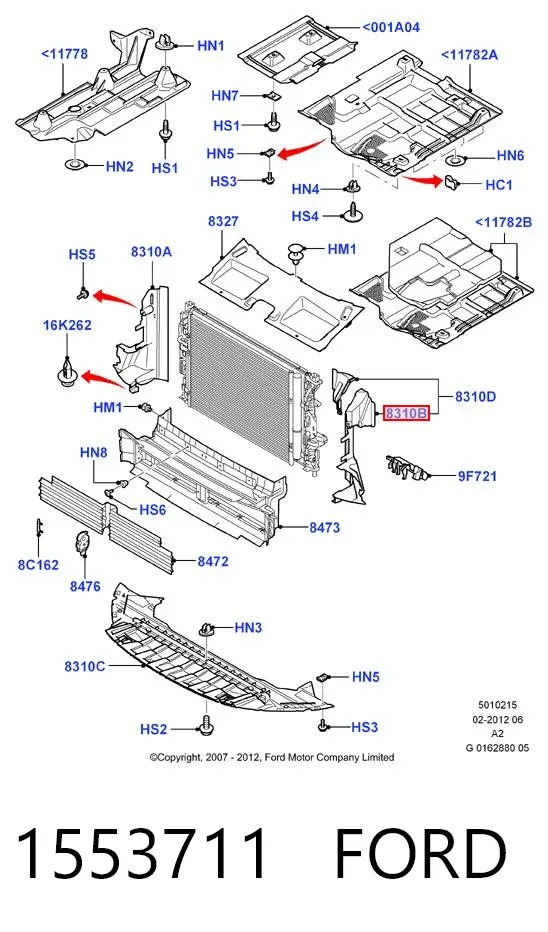 Левый дефлектор радиатора 1553711 Ford