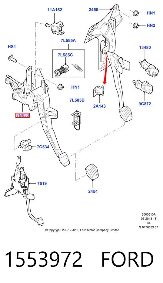 Педаль сцепления 1553972 Ford