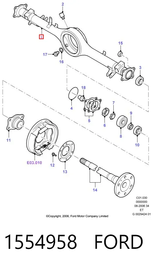 Картер заднего моста (чулок) 1554958 Ford