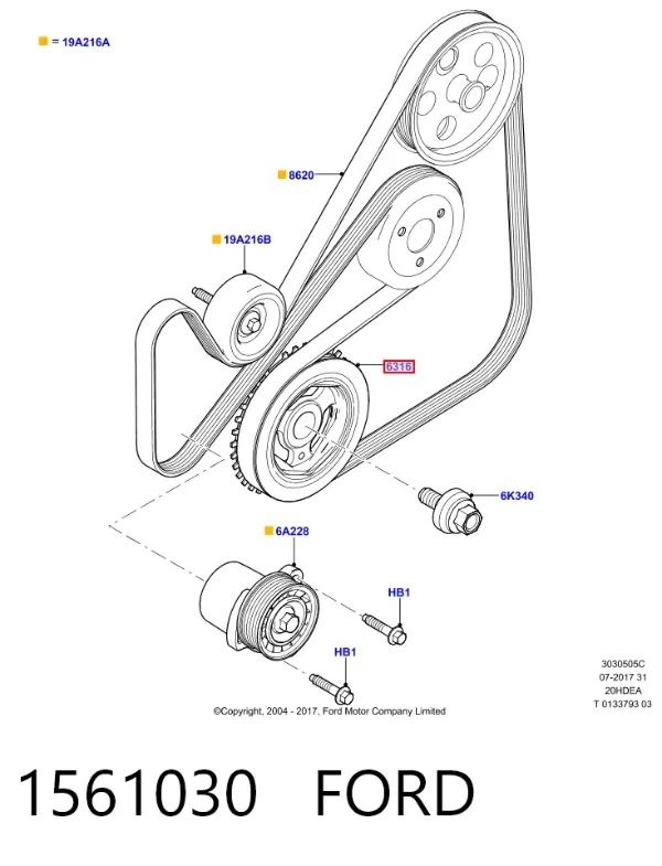 Шкив коленвала 1561030 Ford