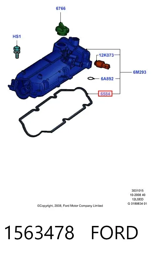 Комплект прокладок крышки клапанов 1563478 Ford