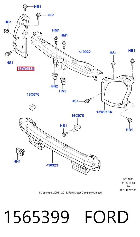 Суппорт радиатора правый (монтажная панель крепления фар) 1565399 Ford
