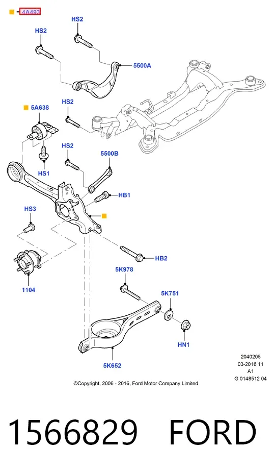 Рычаг (тяга) задней подвески продольный нижний правый 1566829 Ford