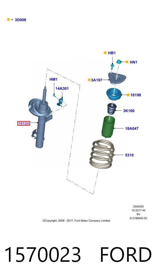 Амортизатор передний правый 1570023 Ford
