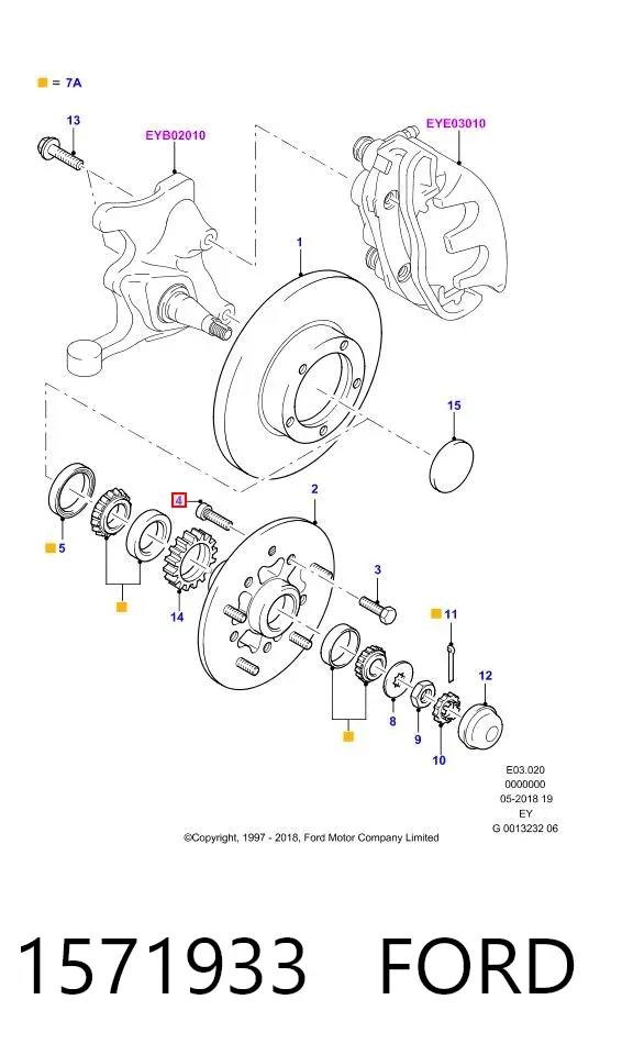 Шпилька колесная передняя 1571933 Ford