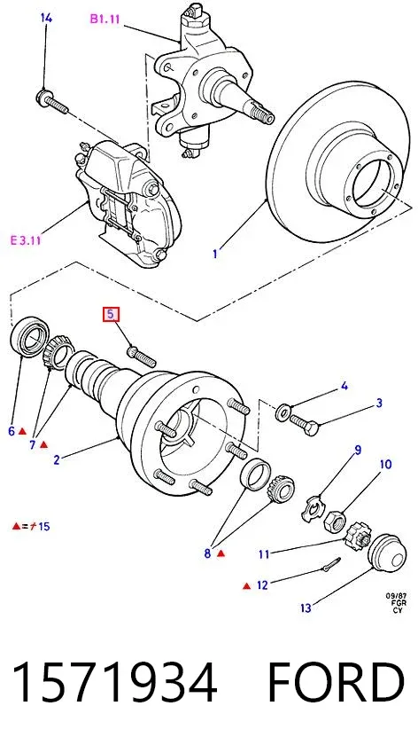 Шпилька колесная передняя 1571934 Ford