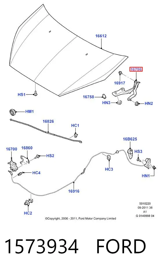 Петля капота левая 1573934 Ford