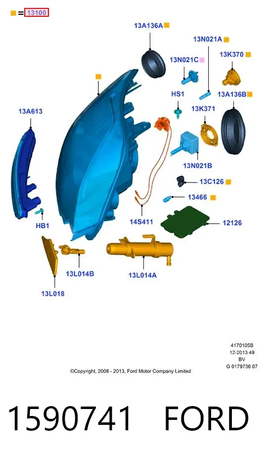 Правая фара 1590741 Ford