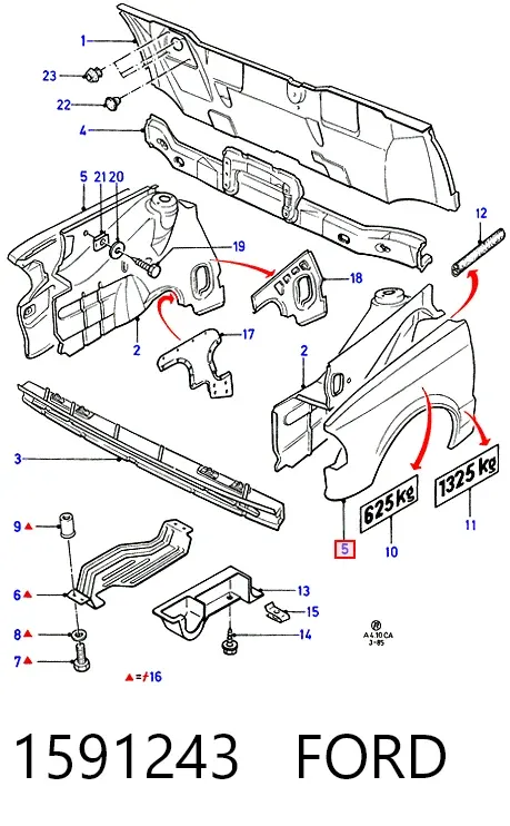 Крыло переднее левое Ford Escort III