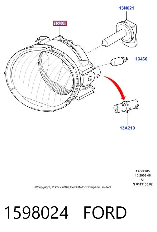 Фара противотуманная левая 1598024 Ford