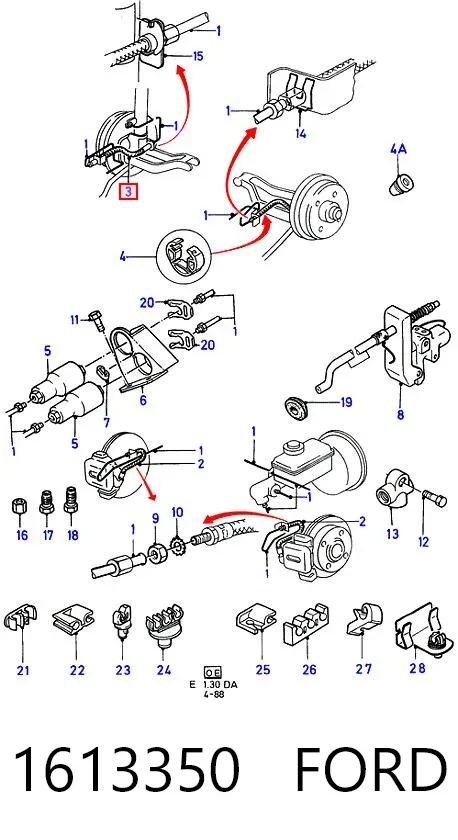 Задний тормозной шланг 1613350 Ford