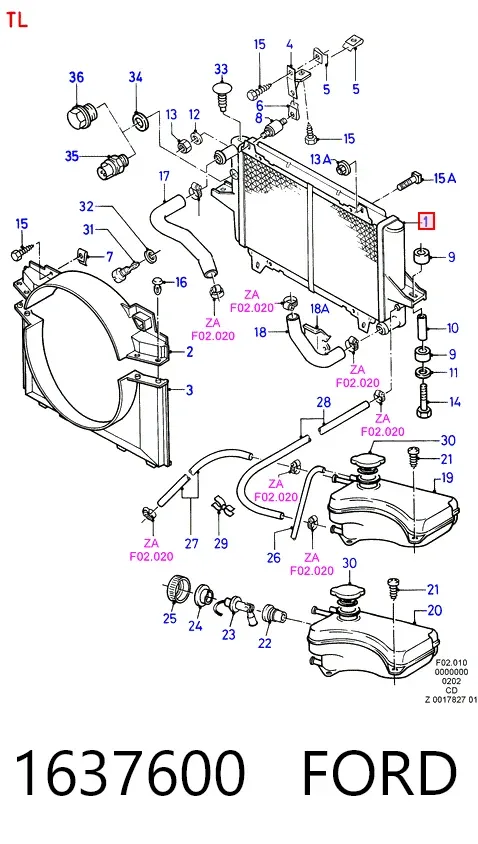 Радиатор 1637600 Ford