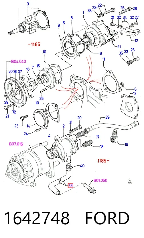 Шланг (патрубок) вакуумного насоса 1642748 Ford