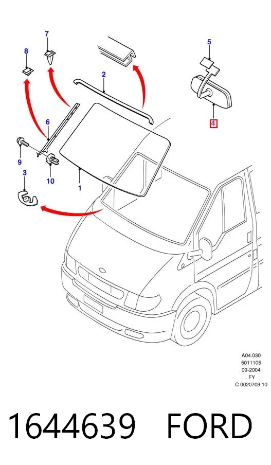 Зеркало заднего вида 1644639 Ford