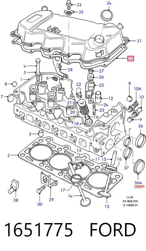 Прокладка клапанной крышки 1651775 Ford