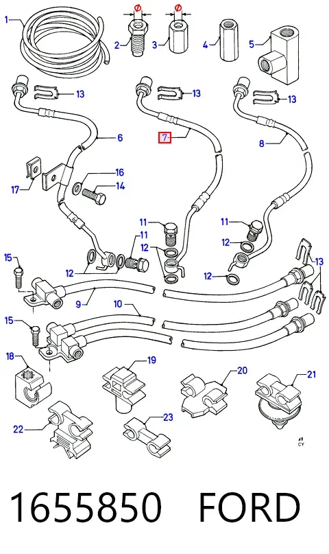 Шланг тормозной передний правый 1655850 Ford