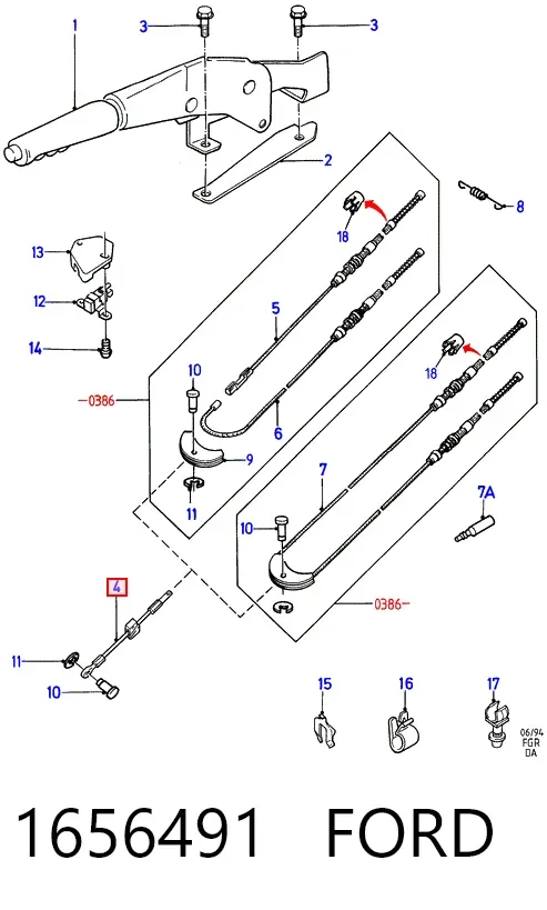 Передний трос ручника 1656491 Ford