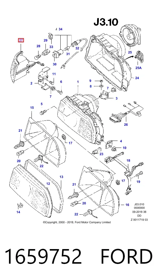 Поворотник правый 1659752 Ford