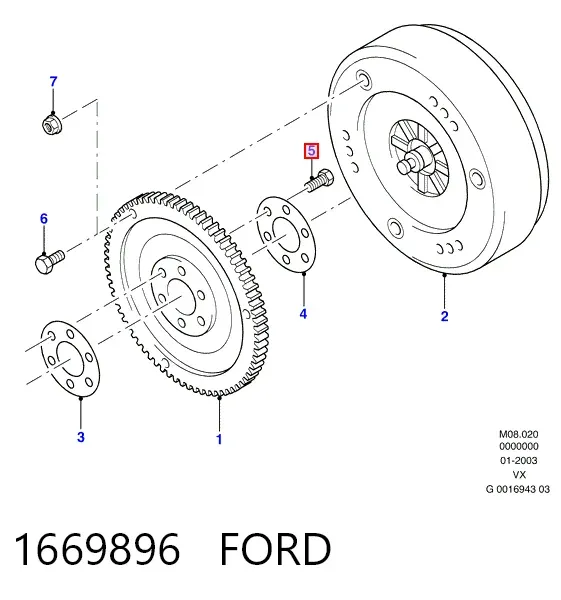 Болт крепления маховика 1669896 Ford