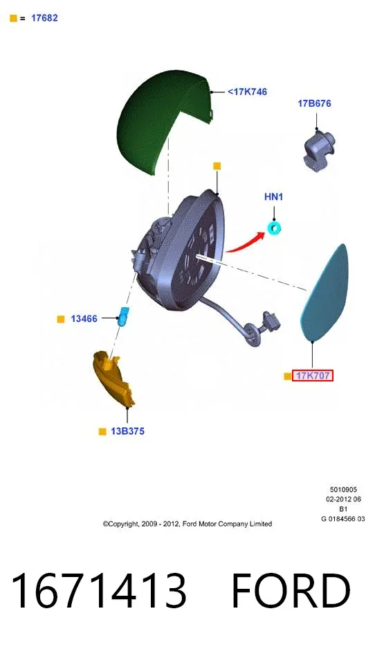 Стекло правого зеркала заднего вида 1671413 Ford