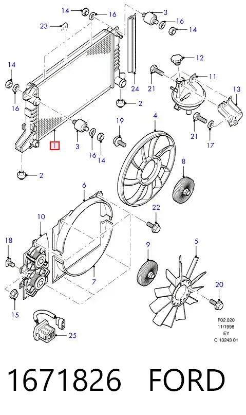 Радиатор 1671826 Ford