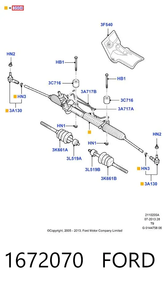 Рулевая рейка 1672070 Ford