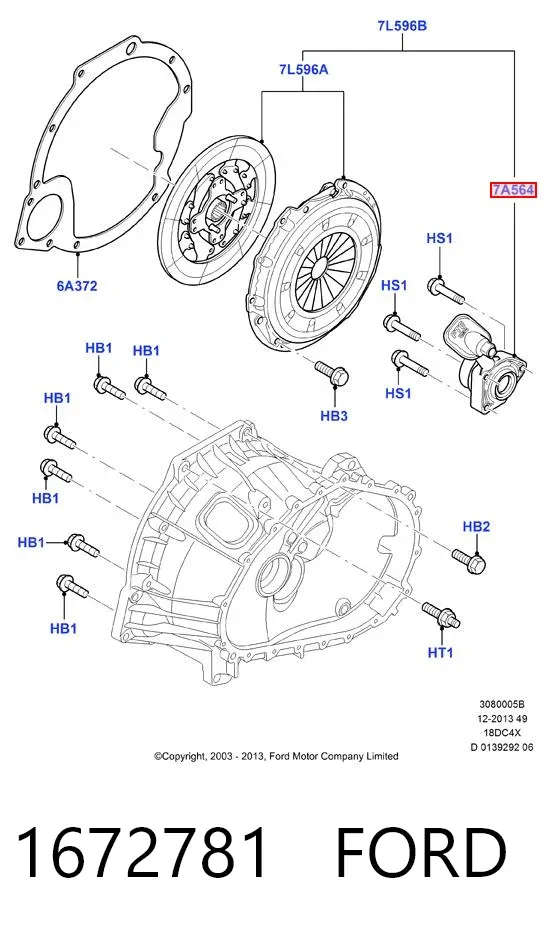 Рабочий цилиндр сцепления в сборе 1672781 Ford