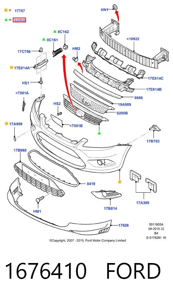 Решетка радиатора 1676410 Ford