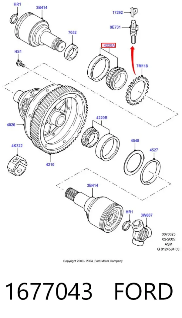 Подшипник полуоси переднего моста 1677043 Ford