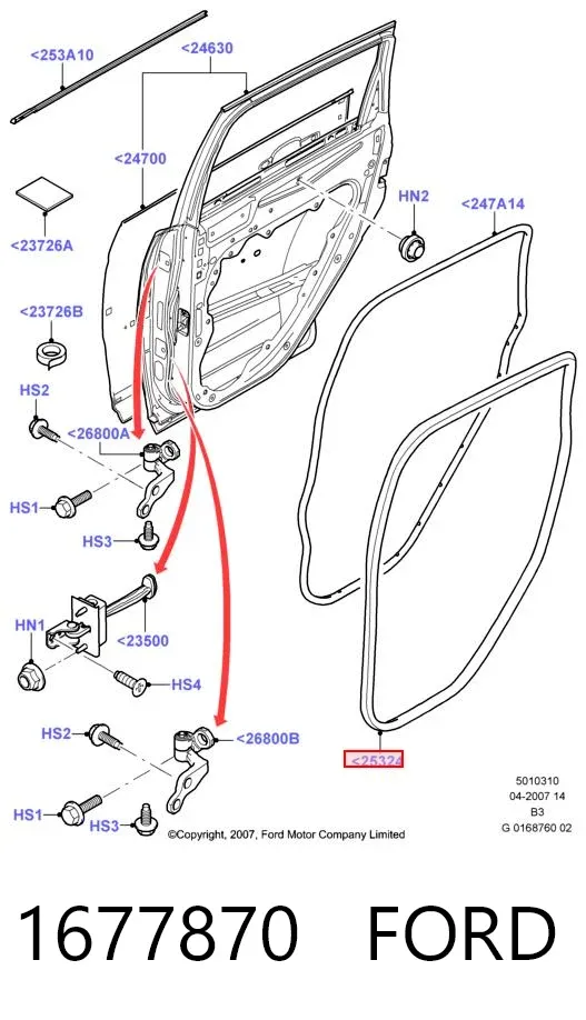Уплотнитель двери задней (на кузове) 1677870 Ford