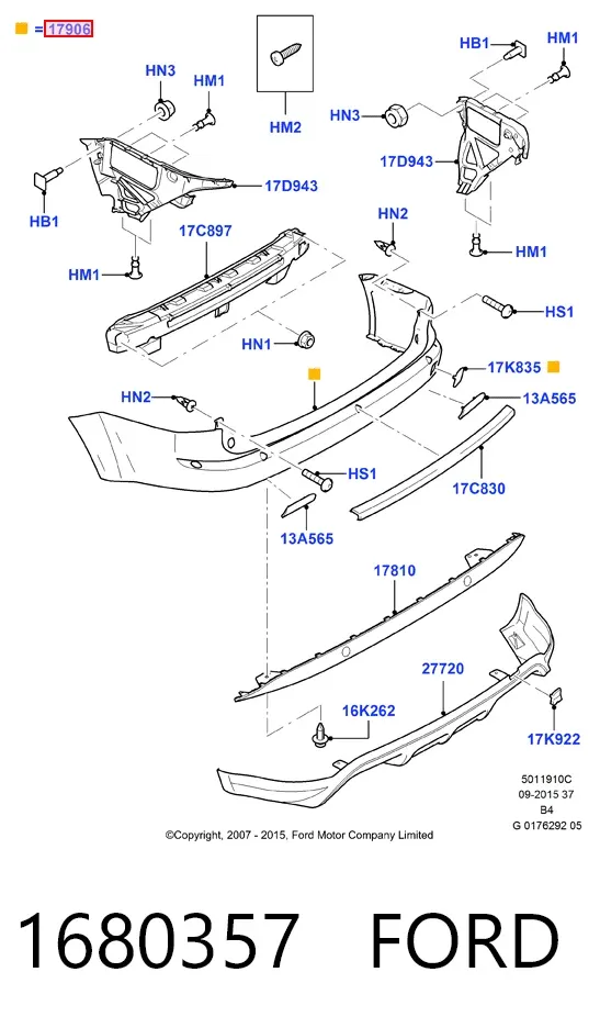 Задний бампер 1680357 Ford