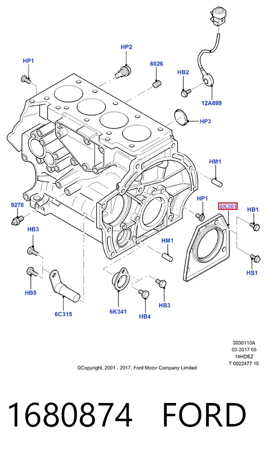 Сальник коленвала задний 1680874 Ford