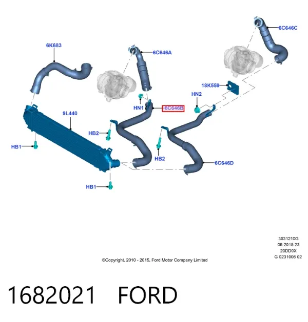 Патрубок интеркулера 1682021 Ford