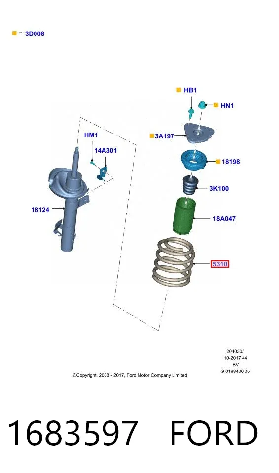 Передняя пружина 1683597 Ford