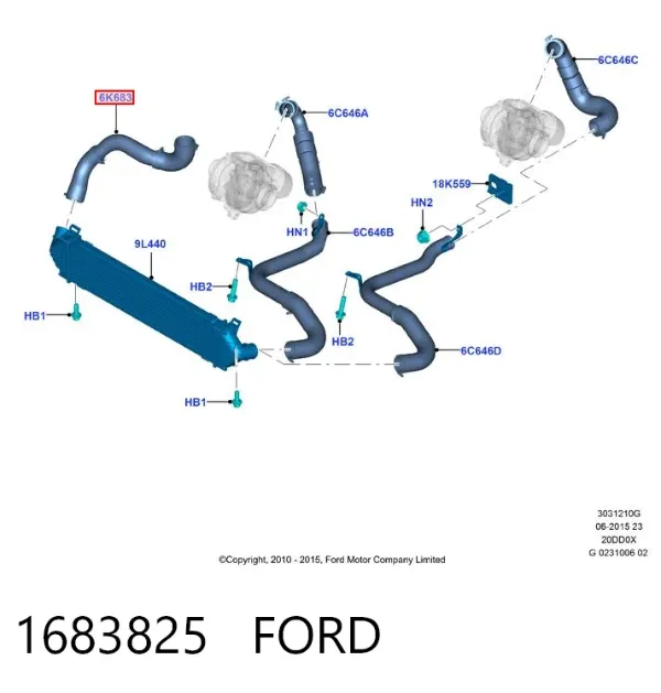 Патрубок интеркулера 1683825 Ford