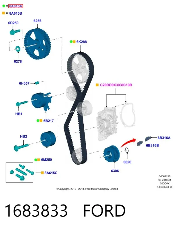 Комплект ГРМ 1683833 Ford
