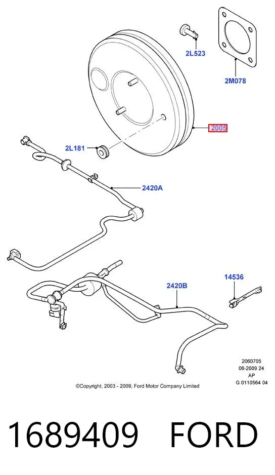 Усилитель тормозов 1689409 Ford