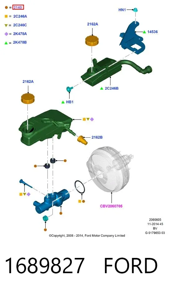 Главный тормозной цилиндр 1689827 Ford