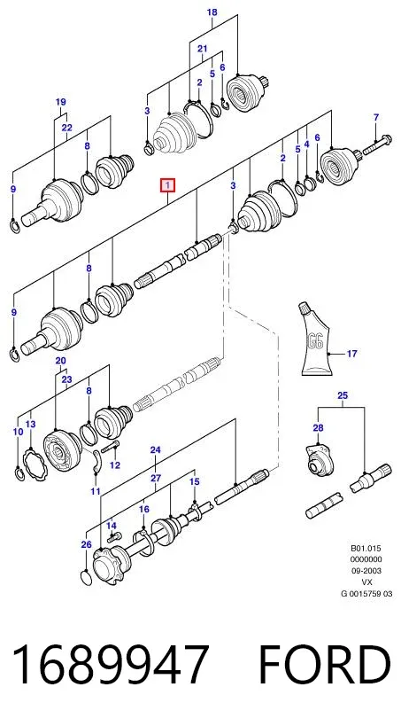 Левая полуось 1689947 Ford
