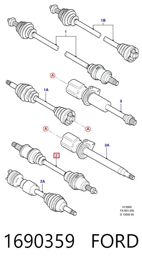 Левая полуось 1690359 Ford