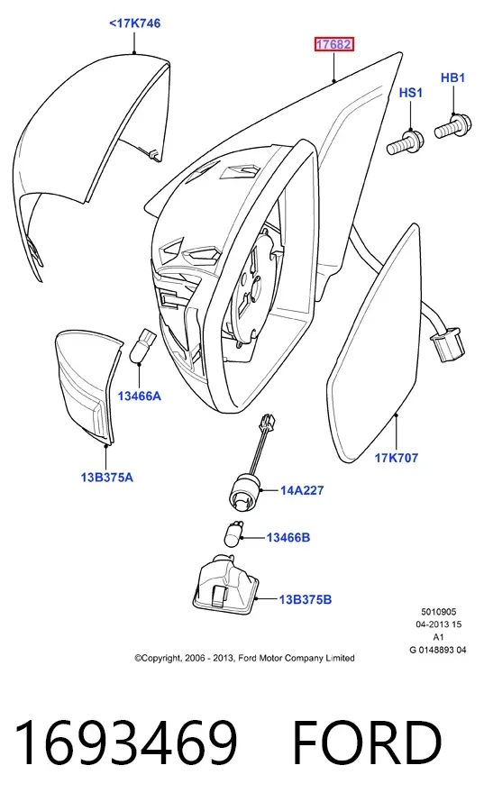 Левое боковое зеркало 1693469 Ford