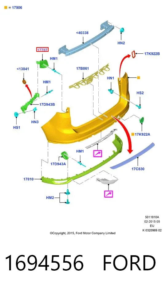 Кронштейн бампера заднего правый 1694556 Ford