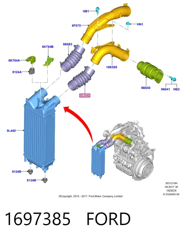 Патрубок интеркулера 1697385 Ford