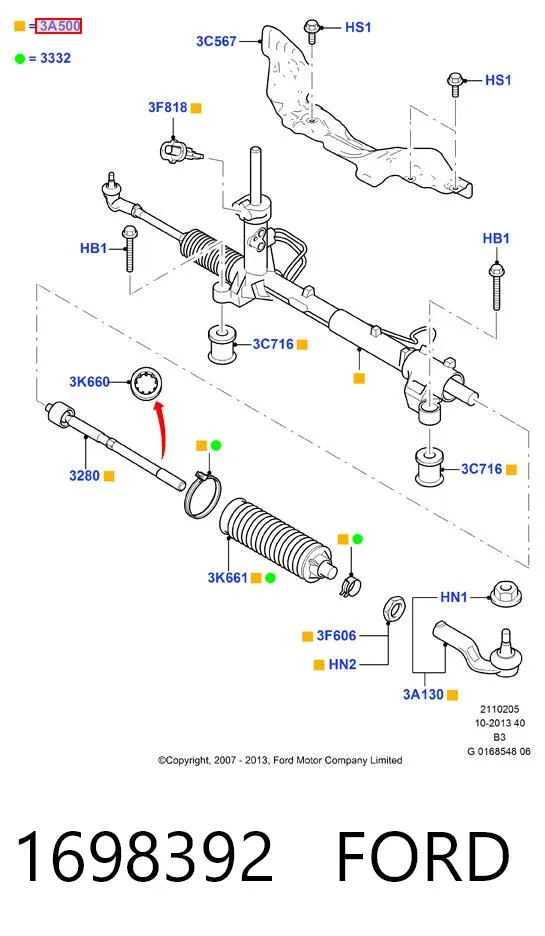 Рулевая рейка 1698392 Ford