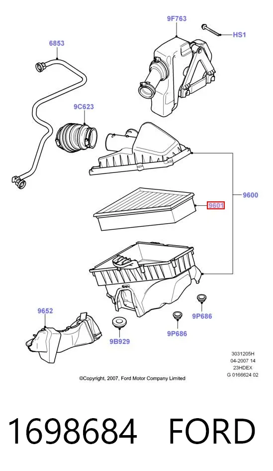 Воздушный фильтр 1698684 Ford