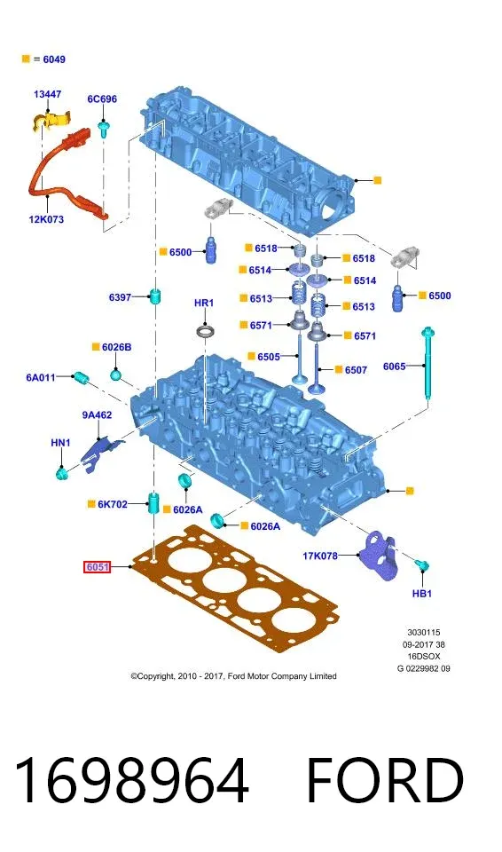 Прокладка ГБЦ 1698964 Ford