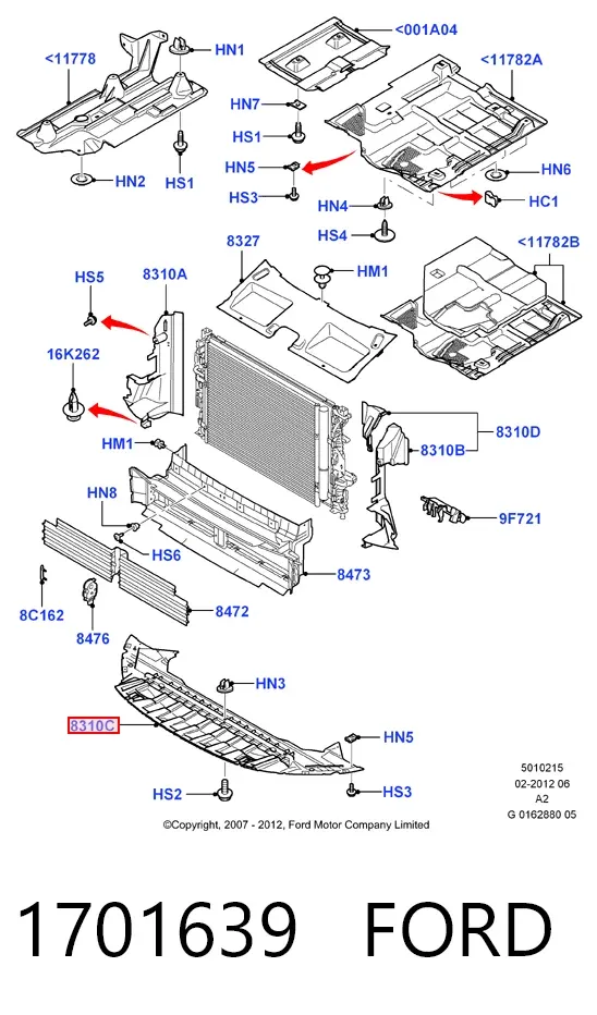 Защита бампера переднего 1701639 Ford